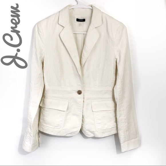 J. Crew Jackets & Blazers - J.Crew white cotton & linen blazer jacket size 4